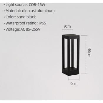 Lámpara de jardín LED 15W, luz de césped IP65