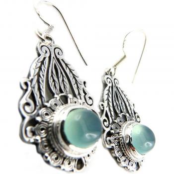 P7103 “Heaven” Chalcedony Silver Drops – 28×20 mm Blue