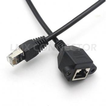 10PCS 30cm RJ45 Male to Female Ethernet LAN Cable with Screw Panel Mount