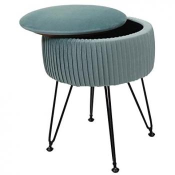 Pouf MENDLER HWC‑K47 : 33 cm, velours vert, pieds noirs