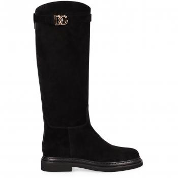 Dolce & Gabbana, High Boots, female, Black, 3 UK, Black Flat Sole Boots