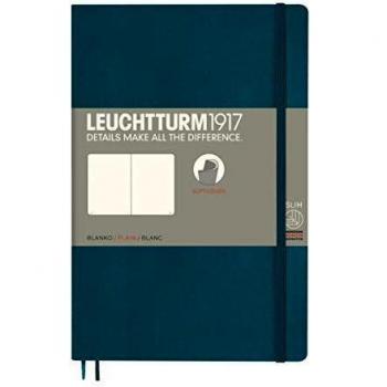 LEUCHTTURM1917 Plain Softcover Notebook with 123 Numbered Pages, B6+ size, Pacific Green
