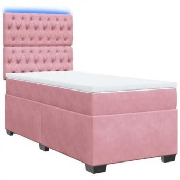 Lit avec matelas en velours rose 80x200 cm