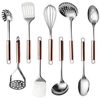 HOMQUEN Stainless Steel Kitchen Utensil Set with Rose Gold Handle