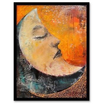 Moonlit Serenity – 12 x 16 Orange Abstract Oil Painting