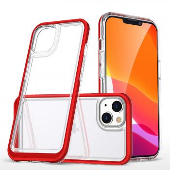 Silicone Clear 3‑in‑1 iPhone 14 Shell – Bright Red Trim