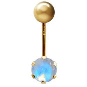 JBJ100 9ct Gold Banana Belly Piercing – 6mm CZ Solitaire