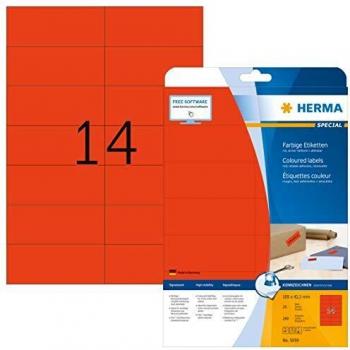 Etichette HERMA 5059 A4 Rossa 105 x 42,3 mm