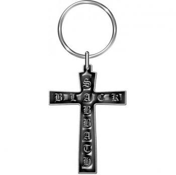 Croix en métal noir et argenté – porte-clés Black Sabbath