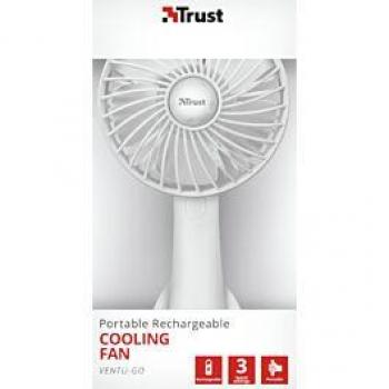 Fan portátil Trust Go, 3 velocidades y batería de 2000mAh, color blanco