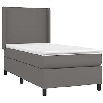 VidaXL Boxspringbett mit Matratze & LED-Beleuchtung Grau 90x200 cm Kunstleder