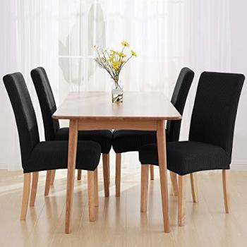 Deconovo Ensemble de 4 Housses de Chaise Salle à Manger Noir 45x45x60cm
