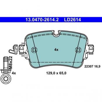 ATE Remblok Set Achter, Schijfrem, Keramisch 13.0470-2614.2