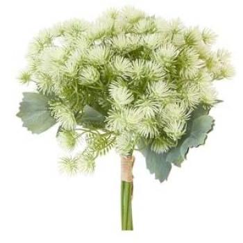 Fleurs de trèfle artificielles, 6 tiges, 25 cm – blanc