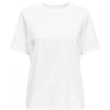 Blanc Monja T-shirt Only en strass carré