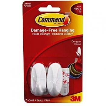 COMMAND SMALL WHITE DESIGNER PICTURE HOOKS 2 PACK 450G 1LB