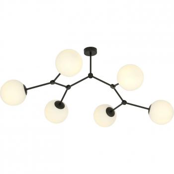 Plafoniera moderna Space, 6 luci E14, nero/opale