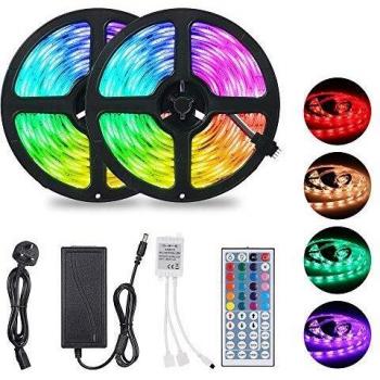 Tomshine 10m RGB Lighting Strip – 300 LEDs, 5050 SMD, Waterproof, 44‑Button IR Remote