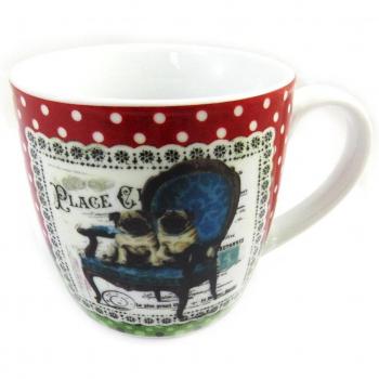 Mug Rojo 'Belle Époque' con Motivo Canino