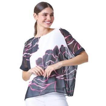 Floral Print Overlay Blouse