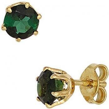 Ohrstecker Rund 585 Gold Gelbgold 2 Turmaline Grün