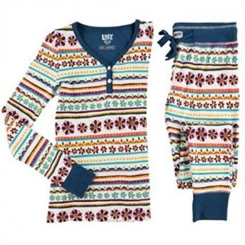LazyOne Thermal Pyjamas für Damen, Flower Power – Größe M