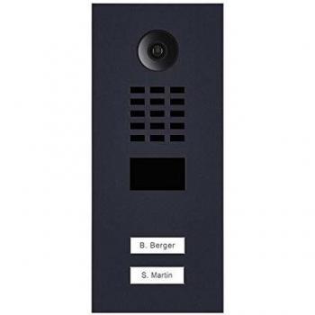 Acceso Seguro D2102V-RAL7016 – Portero IP con doble pulsador, empotrado