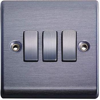 Lyvia 2‑Way 10A Slate Finish Switch – Triple‑Gang Unit