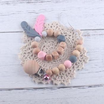 Baby Molar Clip and Teether Set with Feather Design