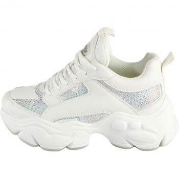 Buffalo Sneakers da donna Binary Athena Glam Vegan Nappa / Glitter White Mermaid EU 37