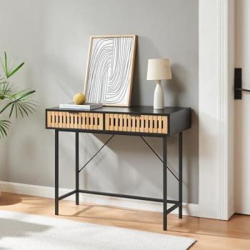 Luniehti Table Console Noir Naturel – 1,00 m × 0,40 m × 0,75 m