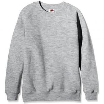 Fruit of the Loom Unisex Kids Raglan Sweatshirt, Heather Grey, 5-6 Years