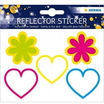 5 x HERMA Reflektorsticker Herzen + Blumen