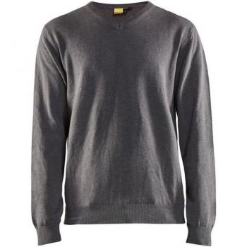 Pull de Travail Noir Gris Clair Blaklader Col V