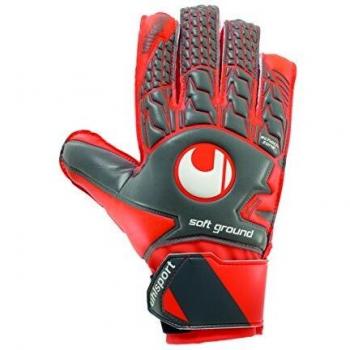 Soft Advanced Torwart-Handschuhe UHLSPORT – Dark Grey / Fluorescent Red / White, 5 (Größe)