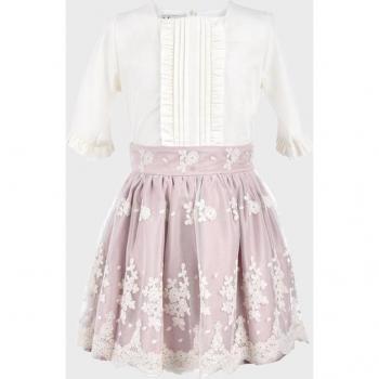 Conjunto de blusa y falda de tul para niña en rosa