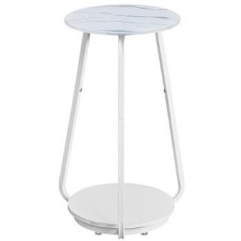 Tavolino Rotondo in Vetro Stile Moderno con Base in Truciolato