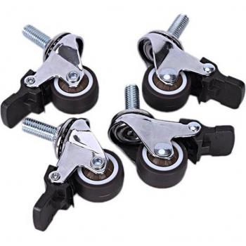 4Pcs Mini TPE Casters with Brake for Bookcase and Drawer
