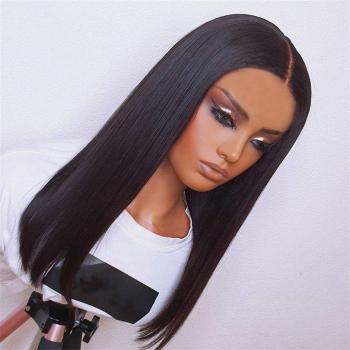 Natural Black Synthetic Straight Wig with Machine Made Design
