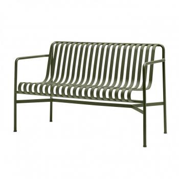 Olivengrüne HAY-Palissade Dining Bank – 128 × 80 × 70 cm, pulverbeschichtet