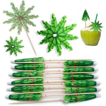 150 Tropical Coconut Palm Tree Umbrella Drink Sticks