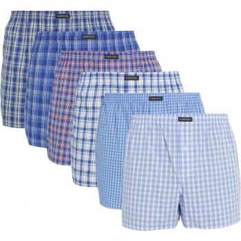 Lower East Men's American Boxer Shorts, Multicoloured (Pack of 6), Large