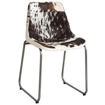Chaise Aubry Gaspard en Métal et Peau de Vache