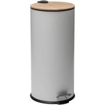 Poubelle « Bam Modern » 30 L – Tête en Bambou Atmosphérique – Blanc