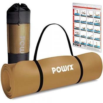 POWRX Fitnessmatte I Yogamatte (Braun, 190 x 60 x 1.5 cm)