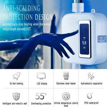 3500W Kitchen Faucet Instant Electric Tankless Water Heater Stainless Steel