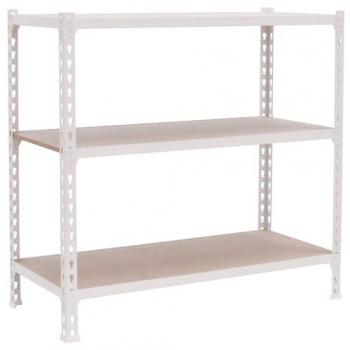 Estantería SimonRack de Acero, 1000x900x500 mm, 3 Baldas de Madera, Soporta 150 kg, Blanco/Madera