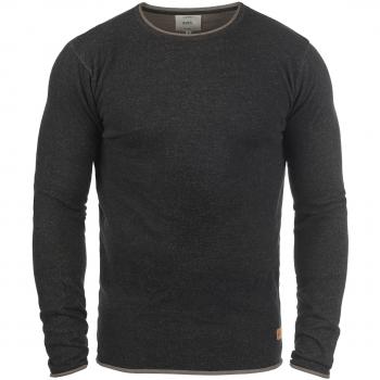 Rebel Maison Herrenpullover – Feinstrick mit Rundhals (Black, 3XL)