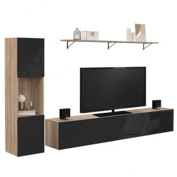Meuble TV design ELIO 180 cm en bois et noir