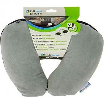Mikro‑Kugelkissen Nackenkissen Kine Travel – 37 × 29 × 10 cm, Grau, 2‑in‑1